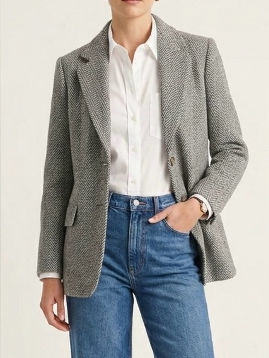 Pendleton Jackets & Blazers - Vintage Pendleton Wool Gray Herringbone Blazer Jacket Size 8 Quiet Luxury